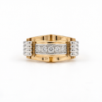 Bague Tank Or rosé et or blanc - Diamants