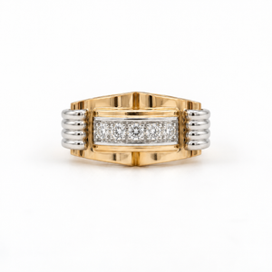 Bague Tank Or rosé et or blanc - Diamants