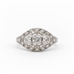 Art déco - Bague Platine - Diamants 1,50 carats