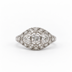 Art déco - Bague Platine - Diamants 1,50 carats