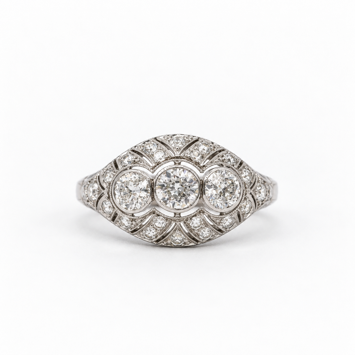 Art déco - Bague Platine - Diamants 1,50 carats