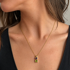 Collier Pendentif - Or Jaune - Améthyste et Péridot