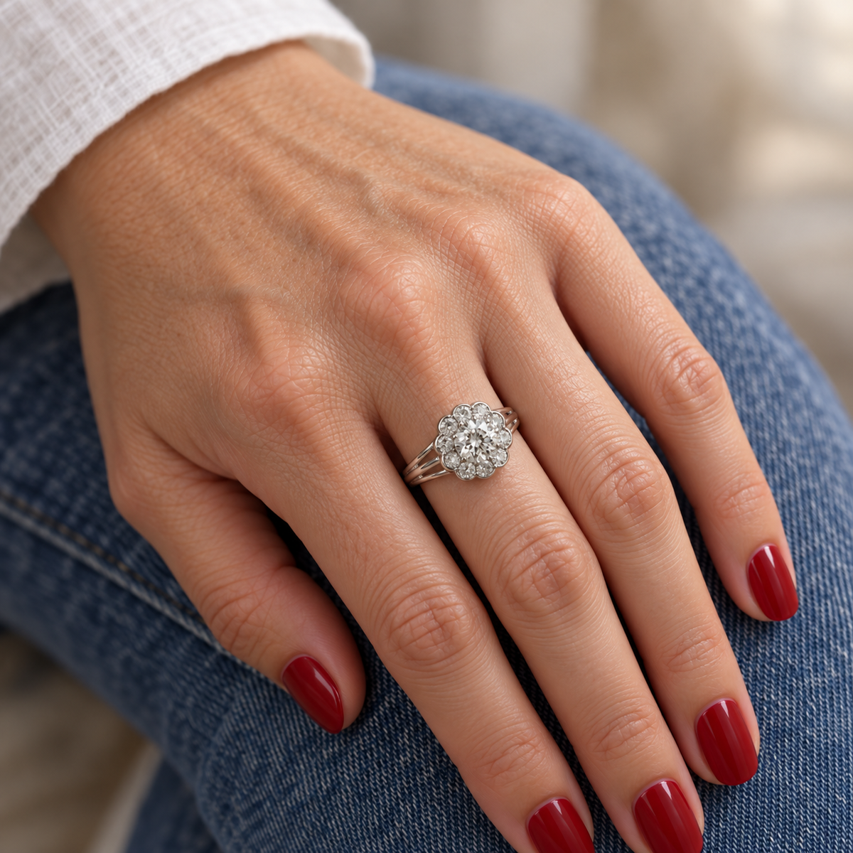 Bague Marguerite Platine et diamants