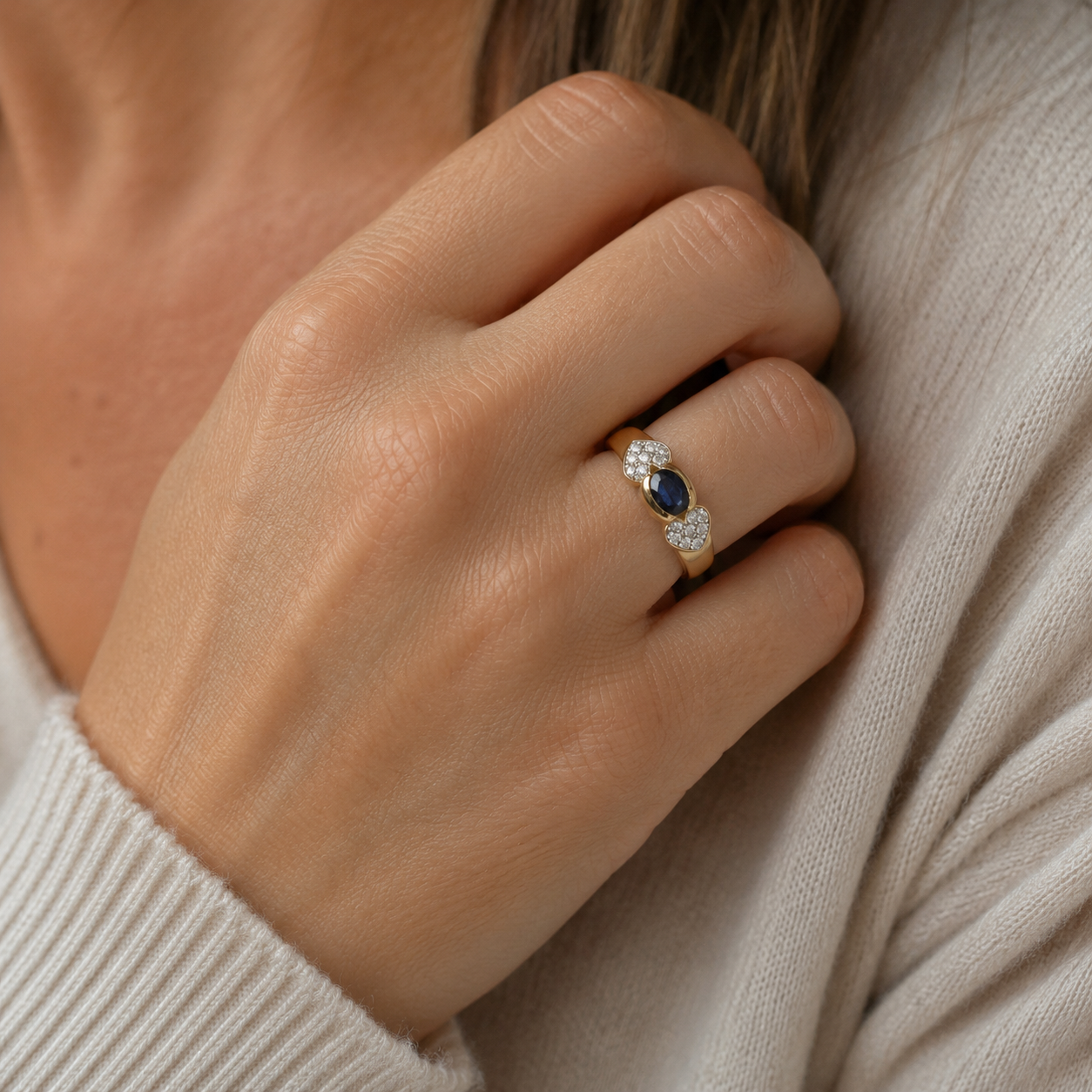 Bague Or Jaune - Saphir et Diamants