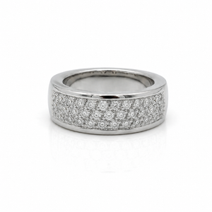 Bague Jonc - Or blanc avec pavage diamants