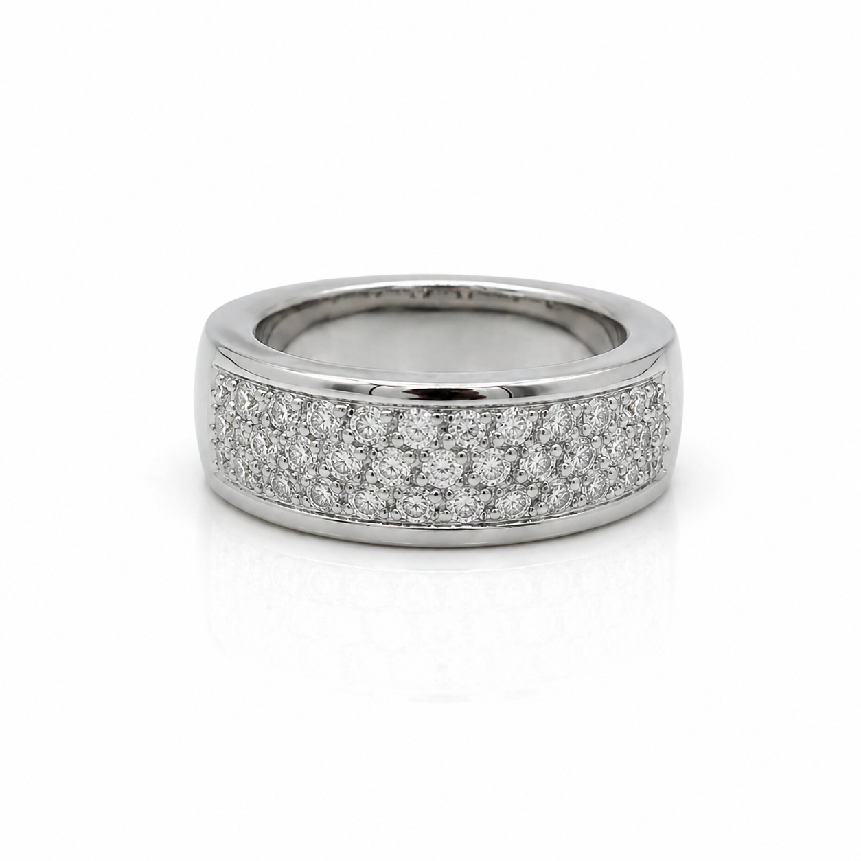 Bague Jonc - Or blanc avec pavage diamants