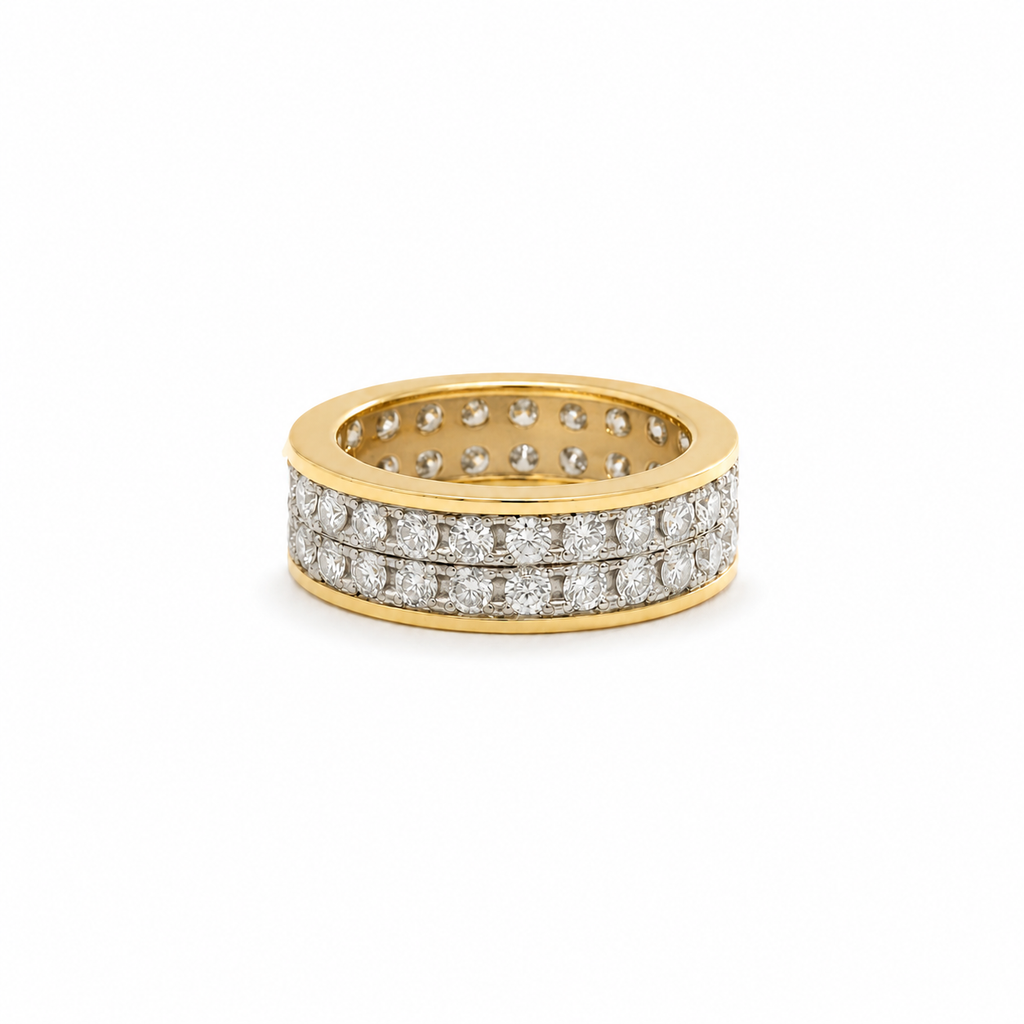 Bague bandeau  Or jaune et Blanc - Diamants