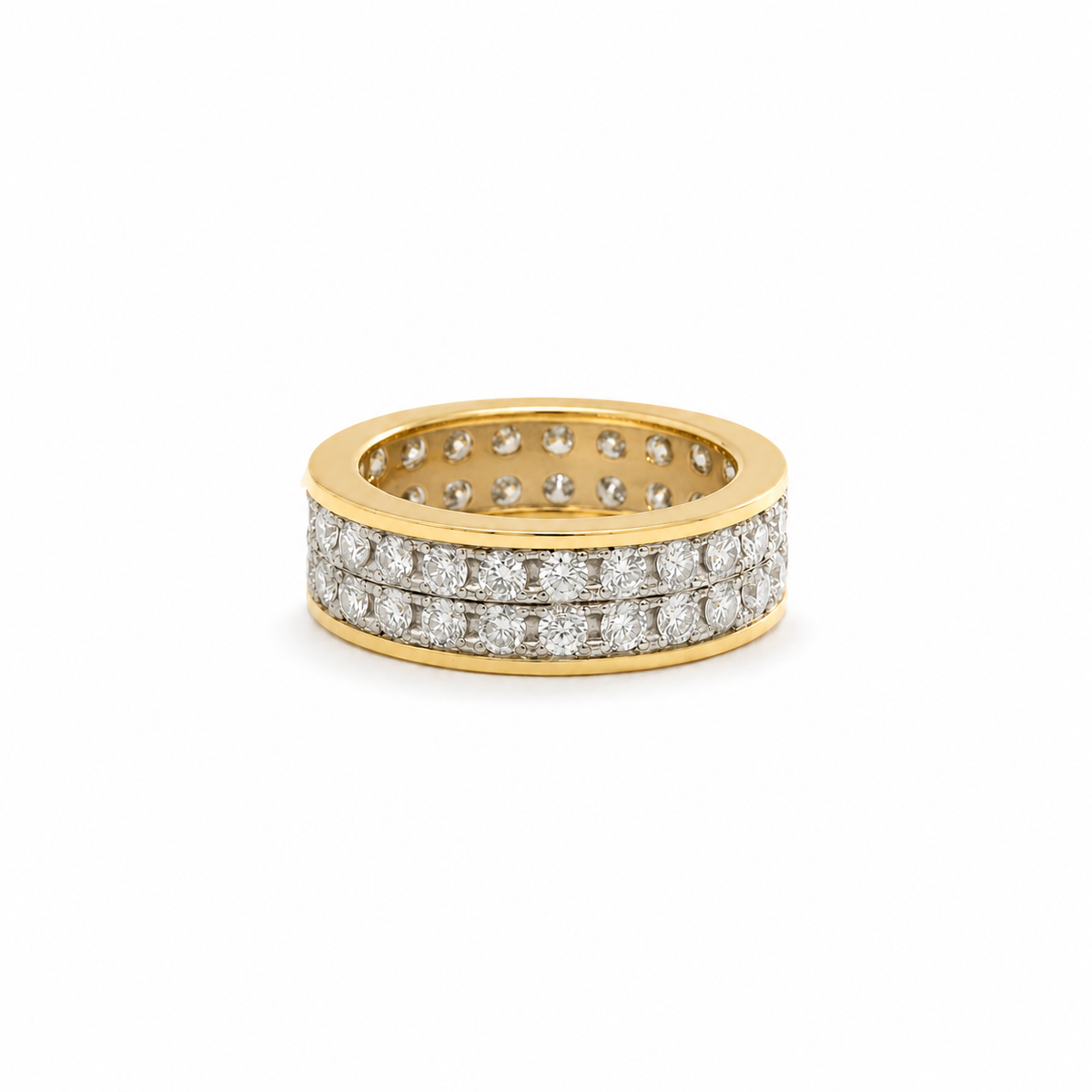 Bague bandeau  Or jaune et Blanc - Diamants