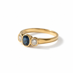 Yellow gold ring - Sapphire and Diamonds