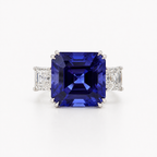 Bague Tanzanite 11,92 carats et Diamants - Certificat ALGT et GIA