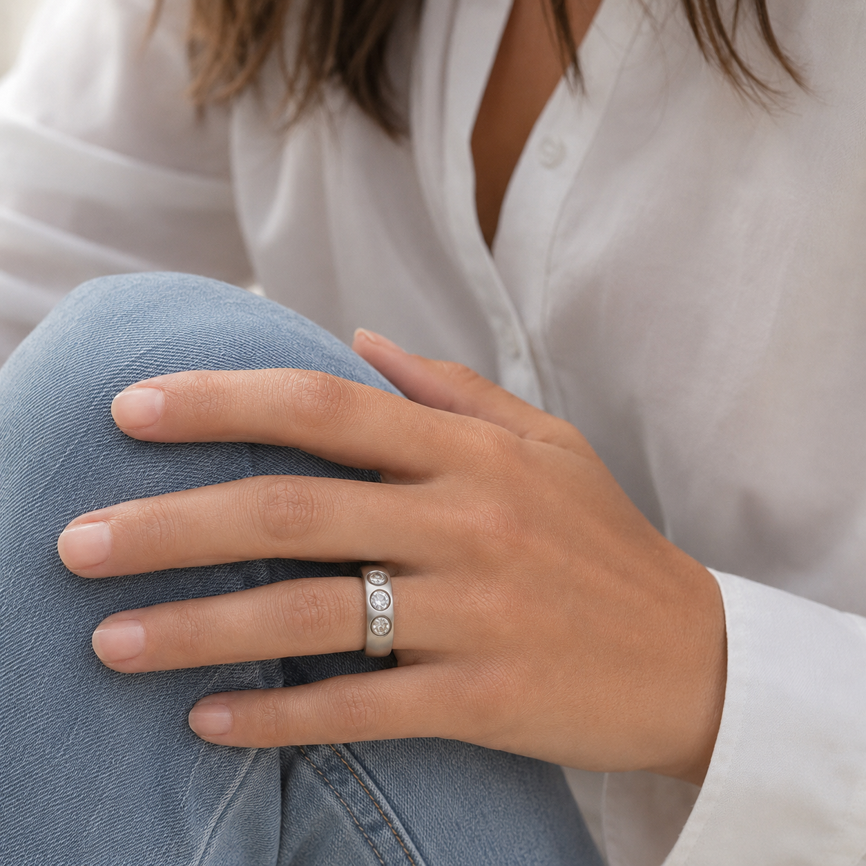Bague Or blanc - 3 Diamants