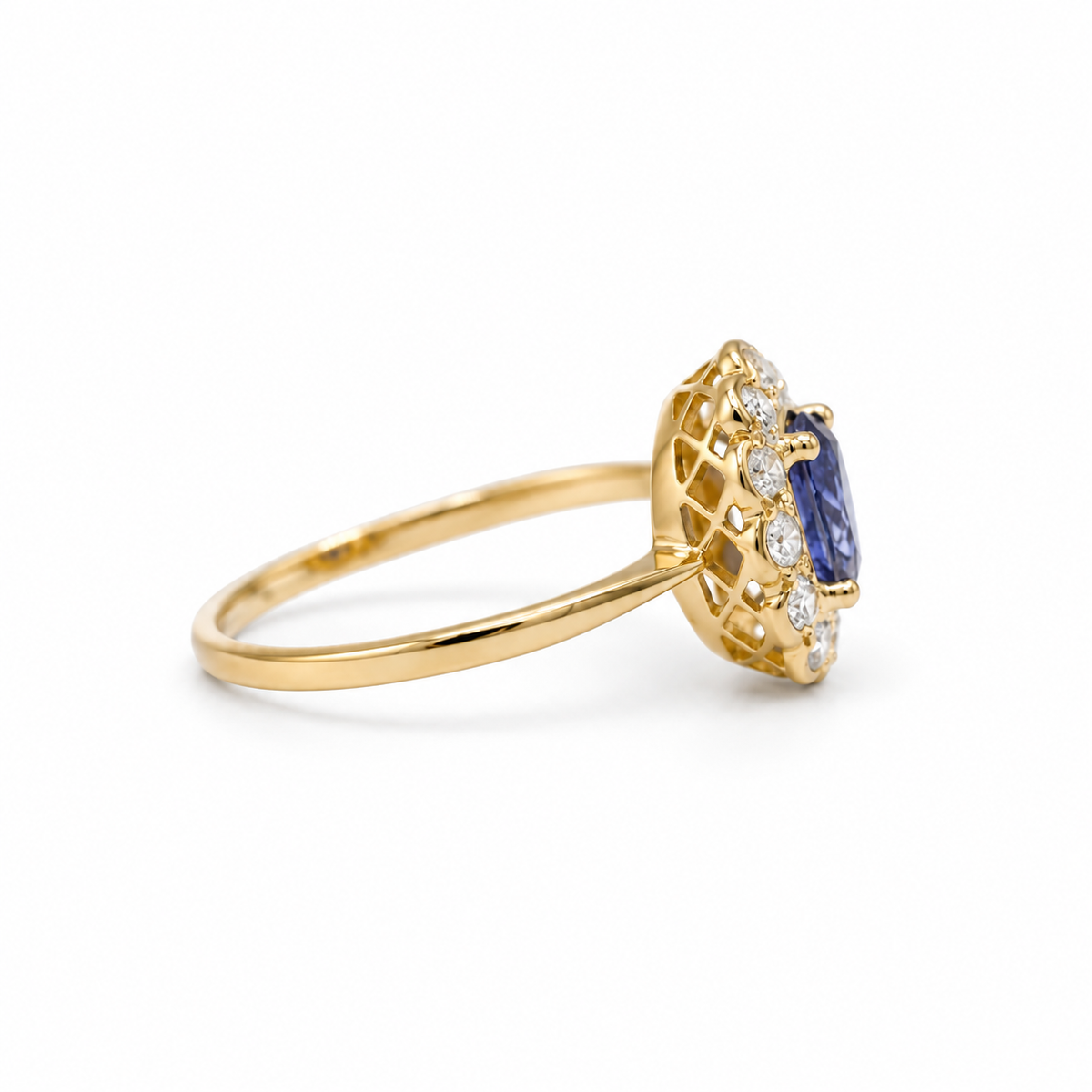 Bague Marguerite Or jaune Saphir et Diamants