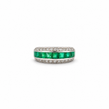 Bague bandeau - Emeraudes et diamants