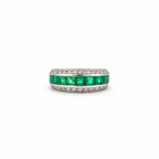 Bague bandeau - Emeraudes et diamants