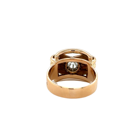 Bague tank noeud or rose et diamant - 1940