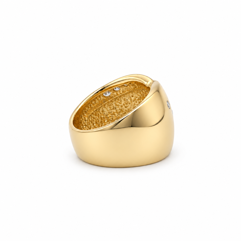 Bague bandeau or jaune et diamants