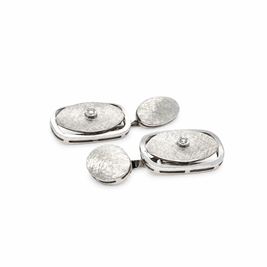 Boutons de Manchettes Or Blanc - Diamants