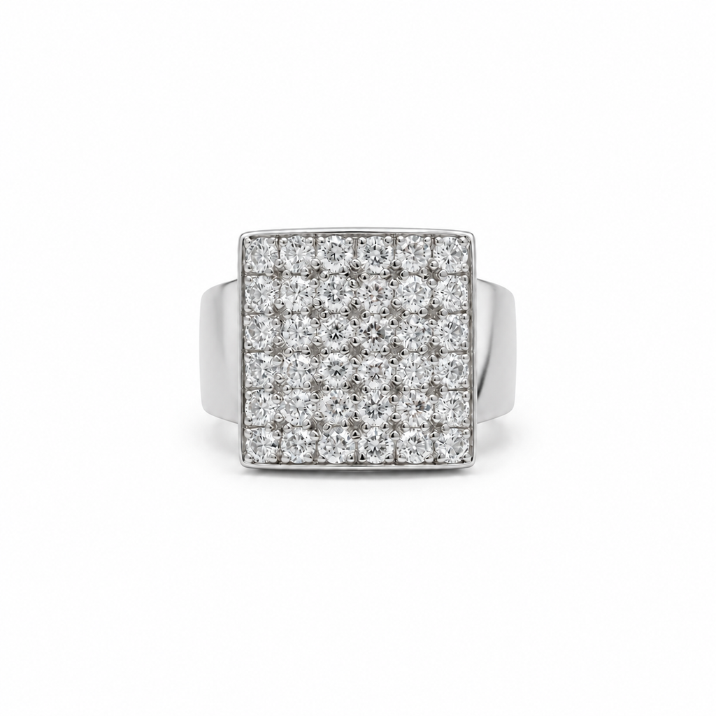 Bague Or blanc pavage diamants 1,44 carats
