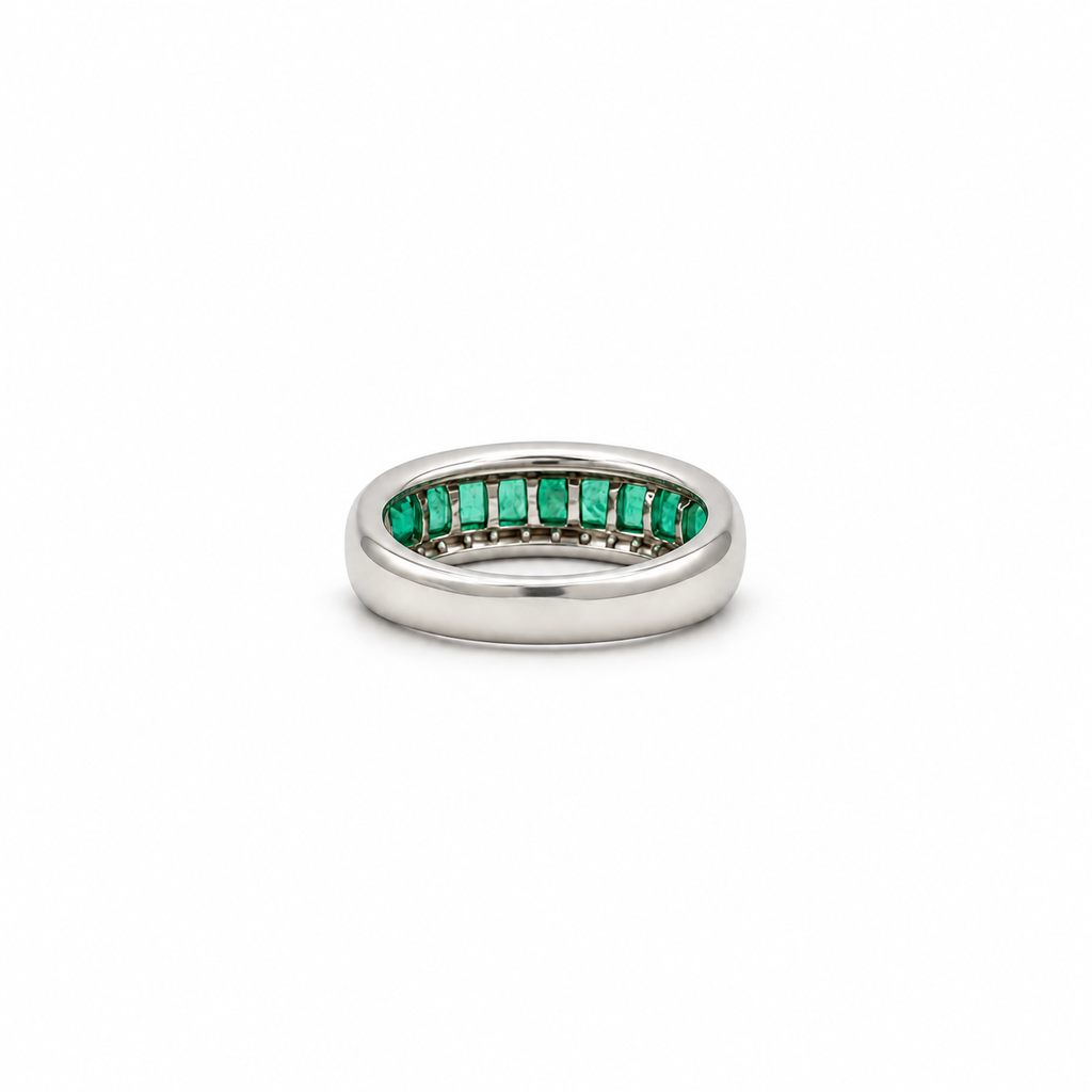 Bague bandeau - Emeraudes et diamants