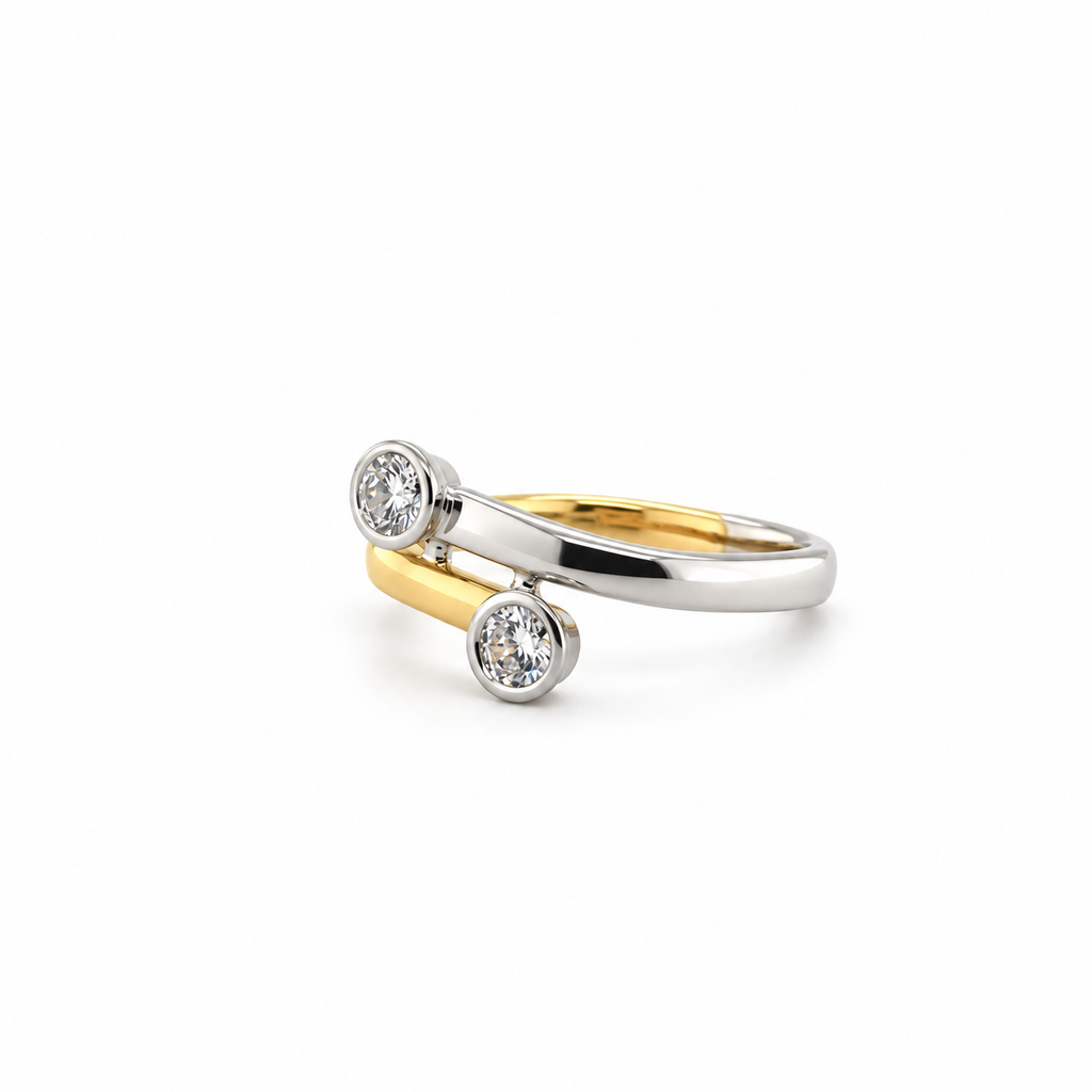 Diamond ring - Yellow gold and Platinum