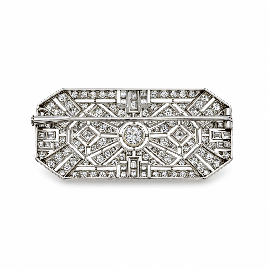 Broche Platine Art déco Diamants 4 carats