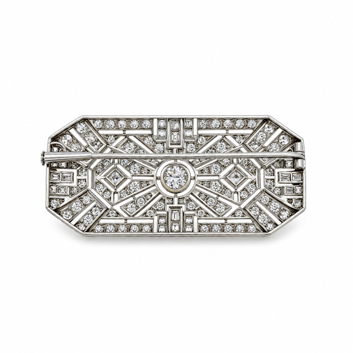 Broche Platine Art déco Diamants 4 carats