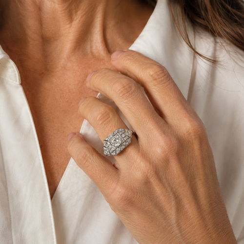 Art déco - Bague Platine - Diamants 1,45 carats