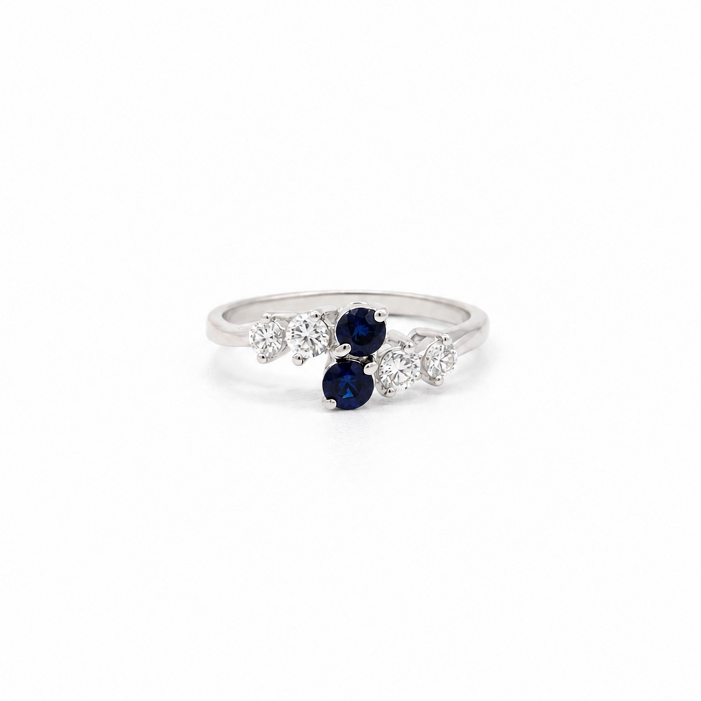 Bague - Or blanc - Saphirs et Diamants