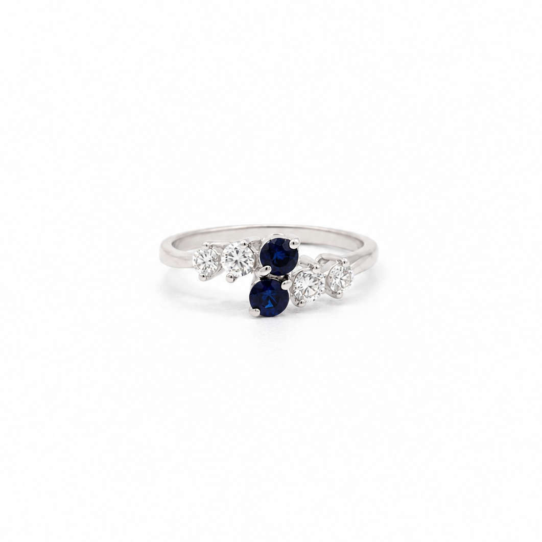 Bague - Or blanc - Saphirs et Diamants