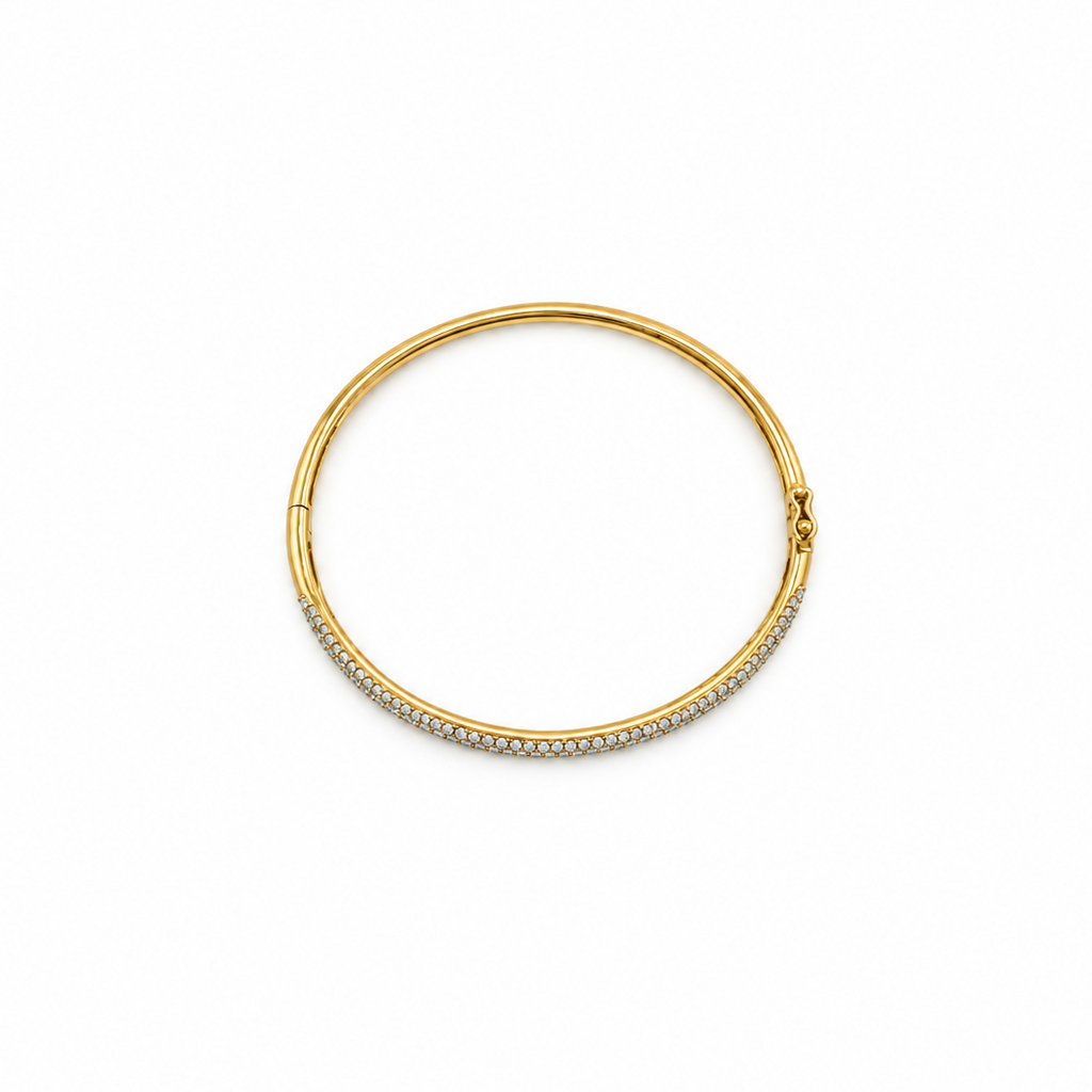 Bracelet Jonc semi pavé Or jaune et diamants