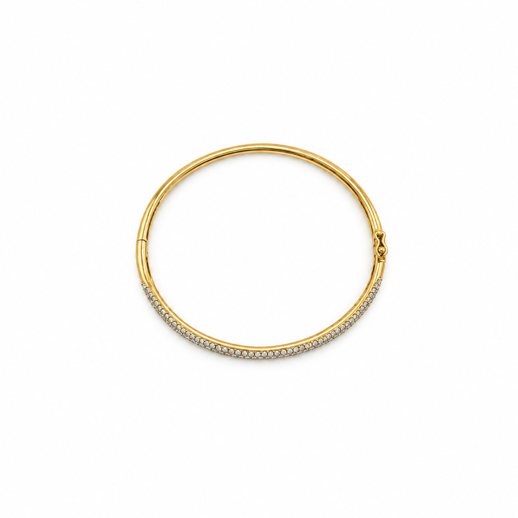 Bracelet Jonc semi pavé Or jaune et diamants