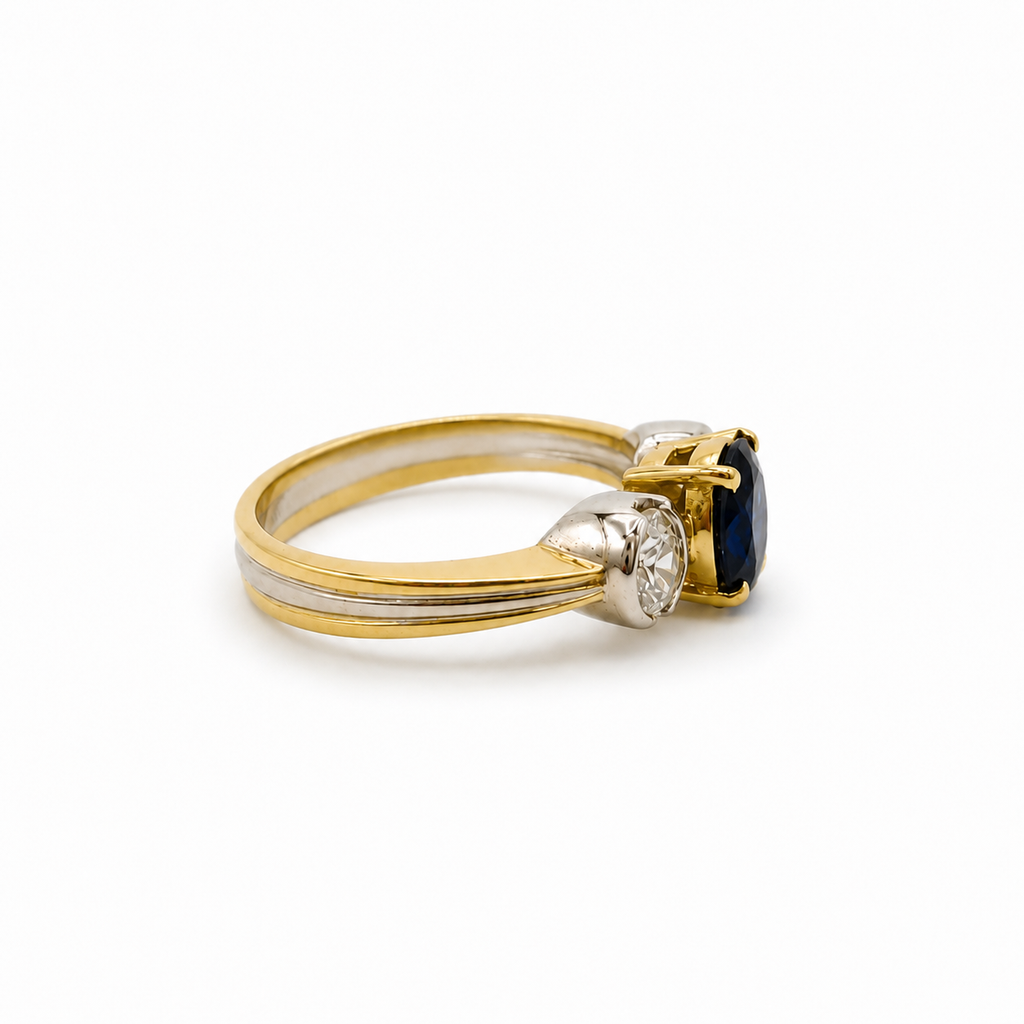 Bague 2 Ors - Saphir et Diamants