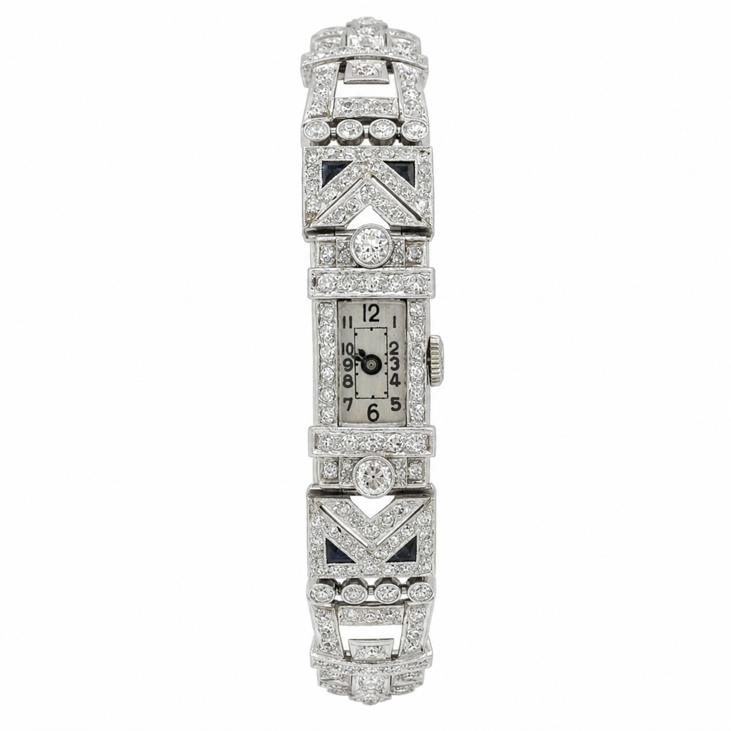 Art Déco - Montre Femme Platine et Diamants