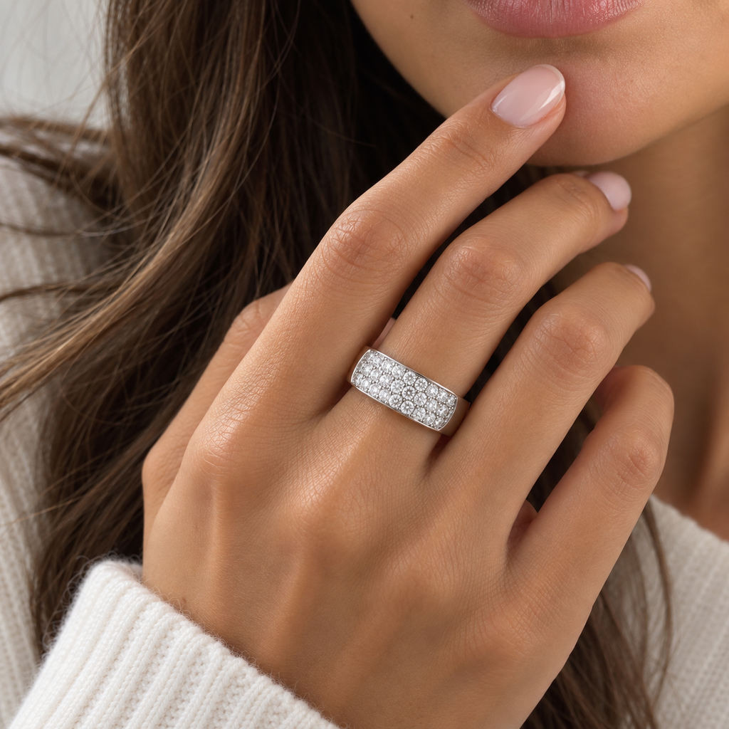 Bague Bandeau - Or blanc et Diamants