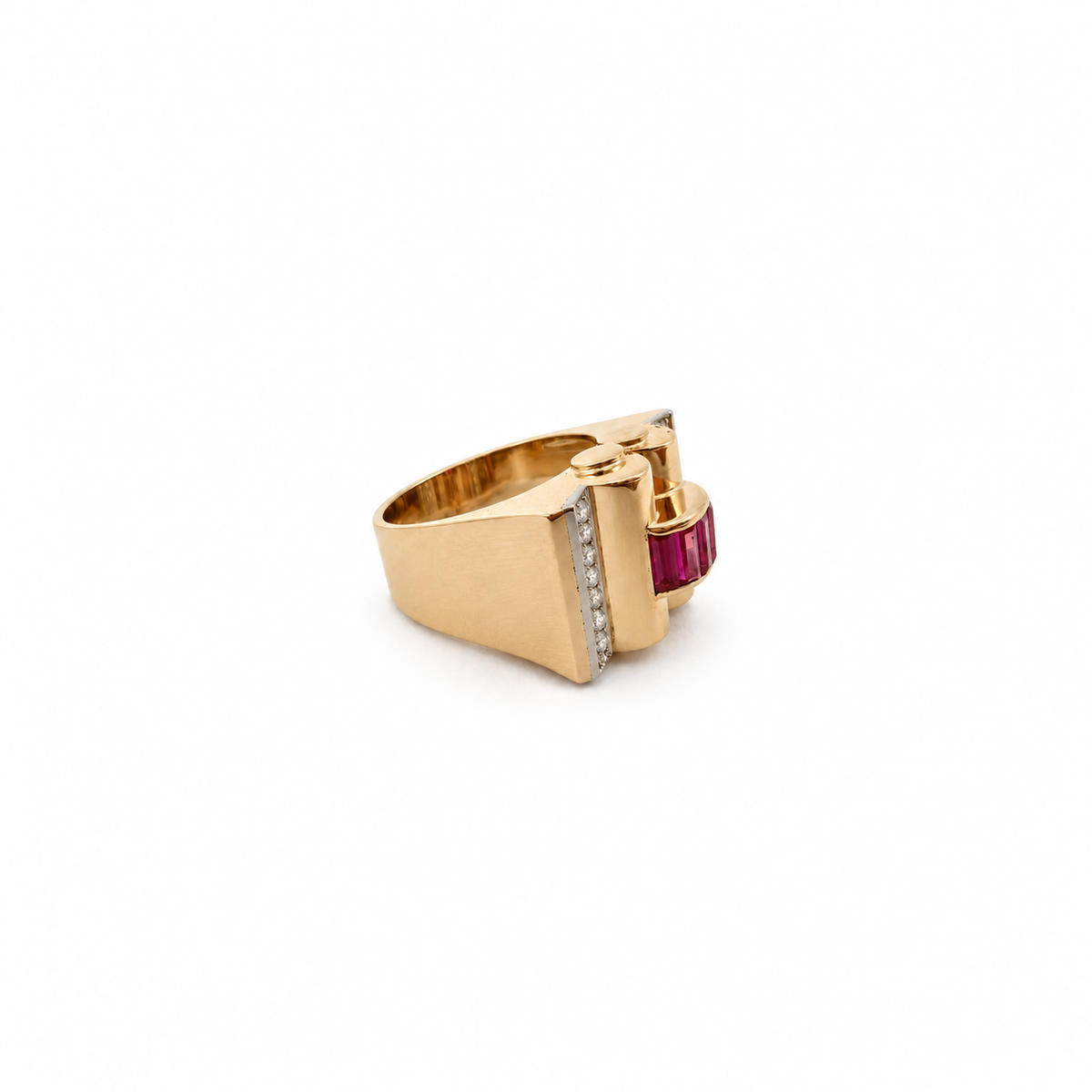 Bague Tank - Or jaune et diamants