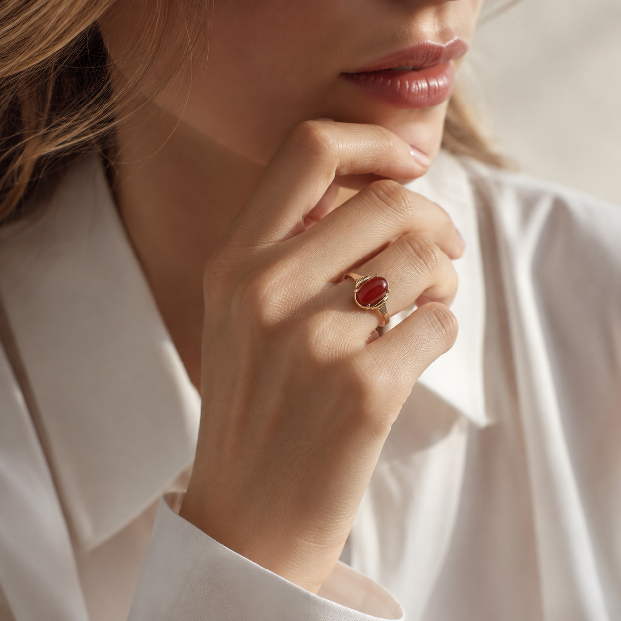 Bague Vintage Or Jaune et Cornaline
