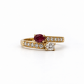 Bague Toi & Moi - Or jaune - Rubis et Diamants
