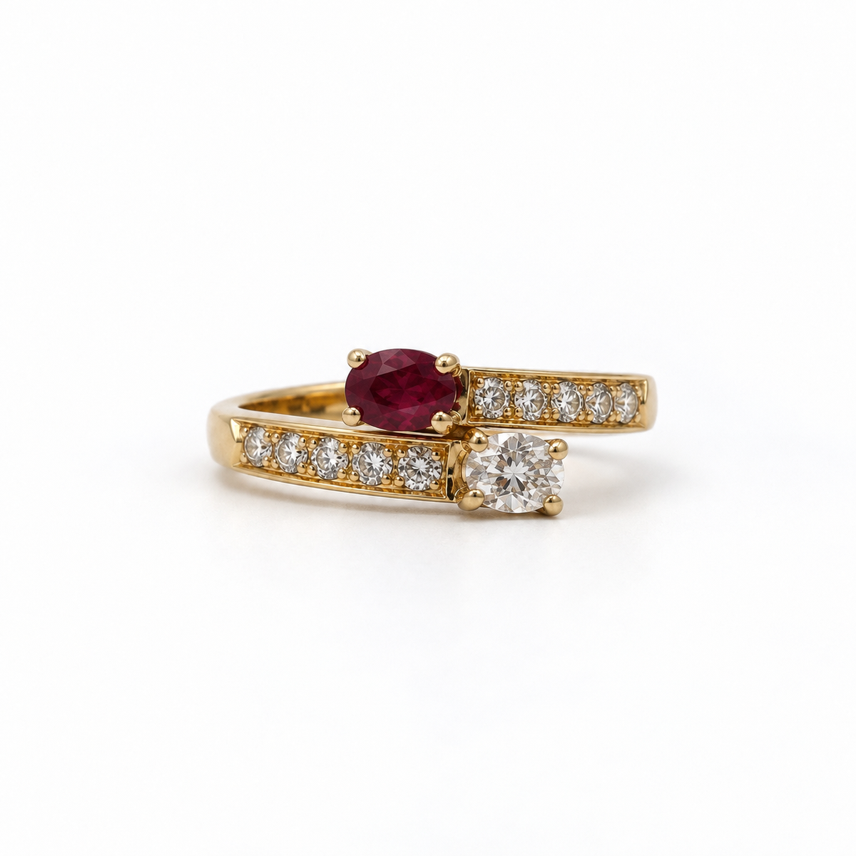 Bague Toi & Moi - Or jaune - Rubis et Diamants