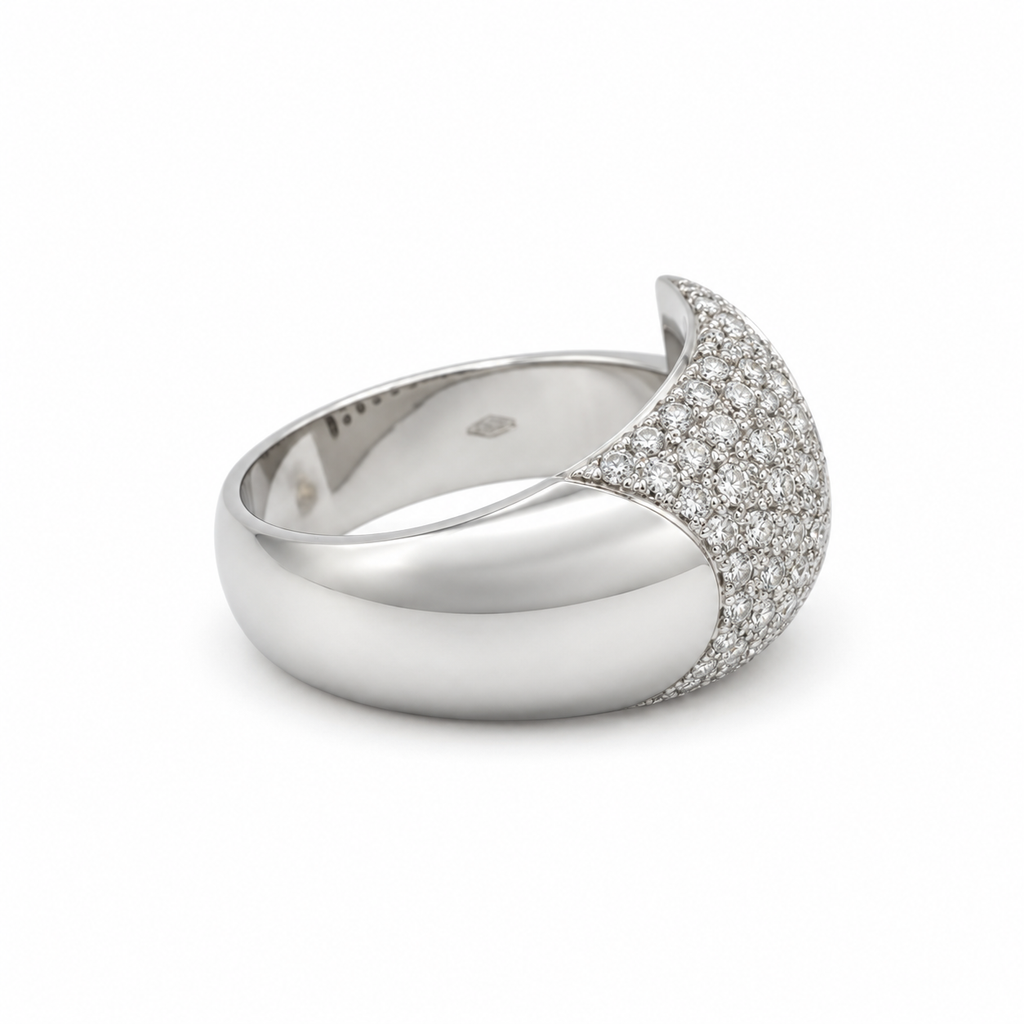 Bague Bandeau Or blanc et Diamants