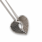 Collier Pendentif Or blanc  Diamants noirs et blancs
