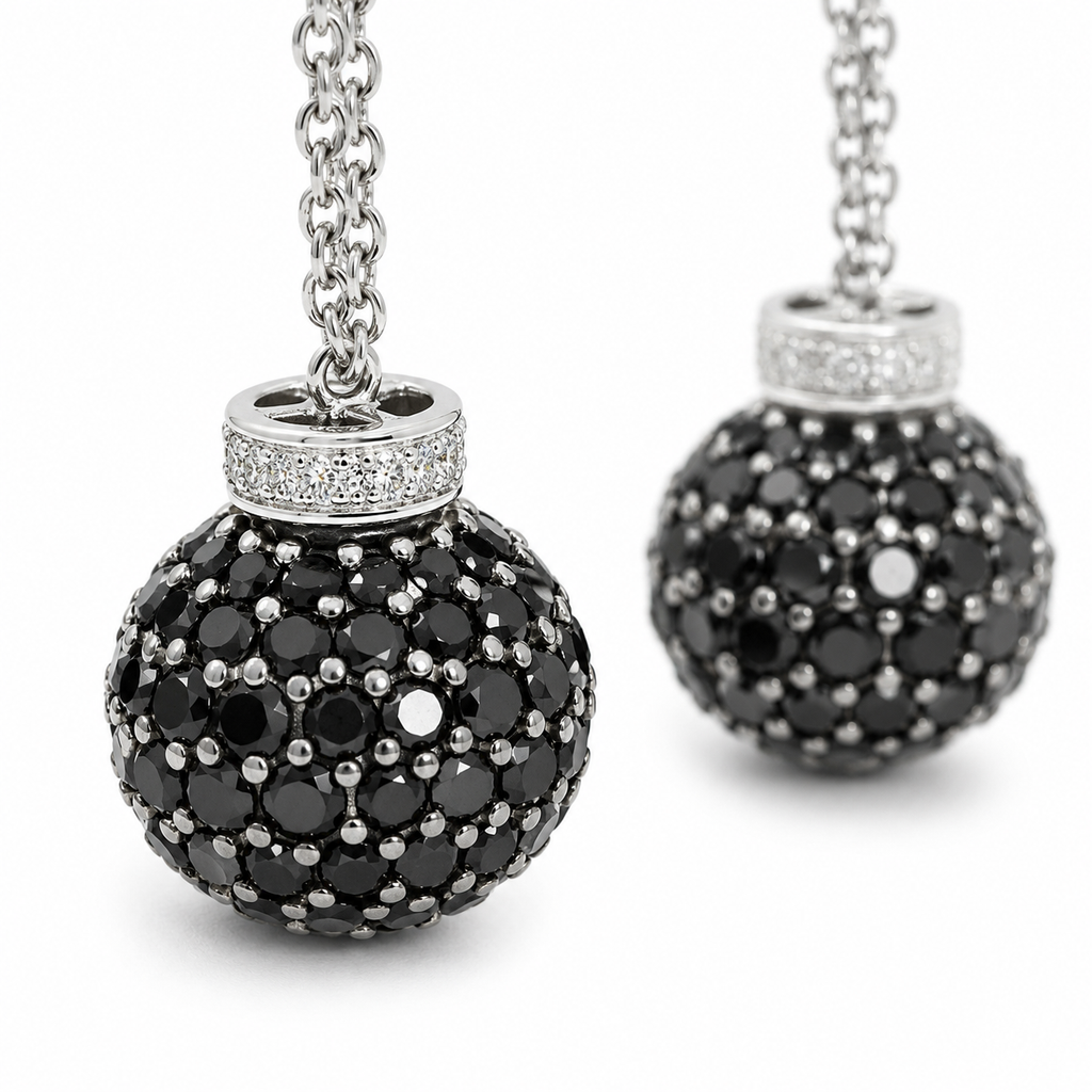 Drop Earrings - White Gold - White and Black Diamonds