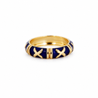 Bague Or Jaune - Émaille Bleu