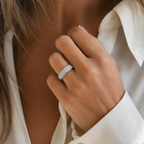 Bague Jonc - Or blanc avec pavage diamants