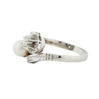 Bague Or Blanc - Perle de culture et Diamant