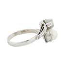 Bague Or Blanc - Perle de culture et Diamant