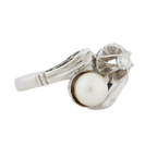 Bague Or Blanc - Perle de culture et Diamant