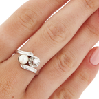 Bague Or Blanc - Perle de culture et Diamant