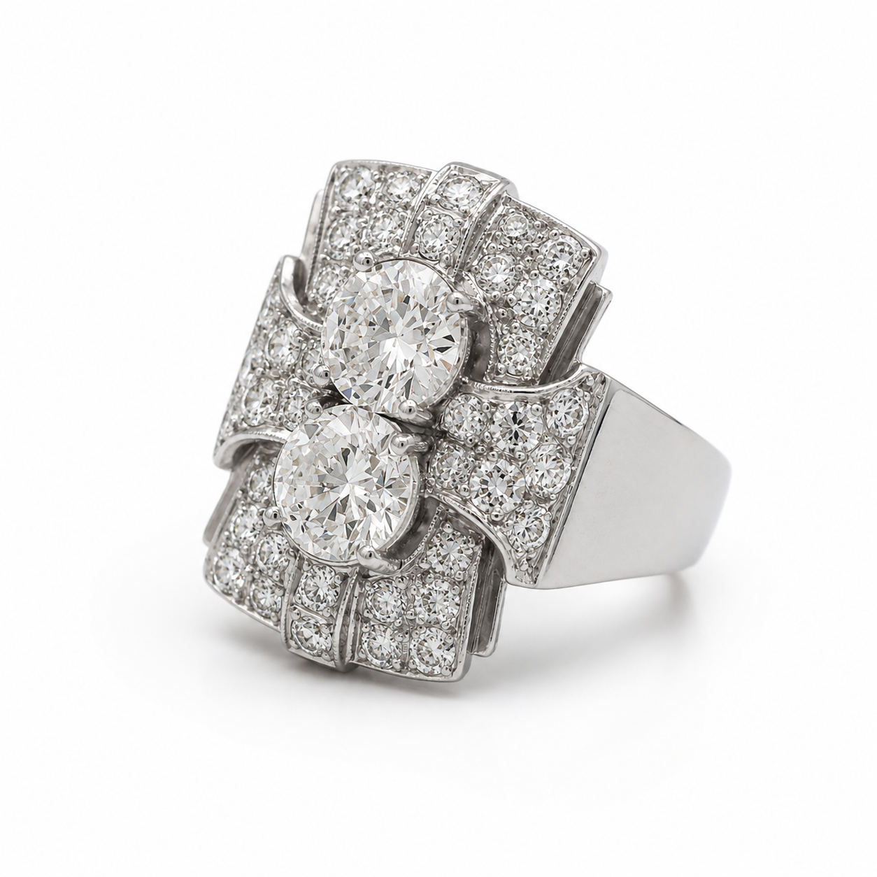 Art déco - Bague Platine - Diamants 3,72 carats