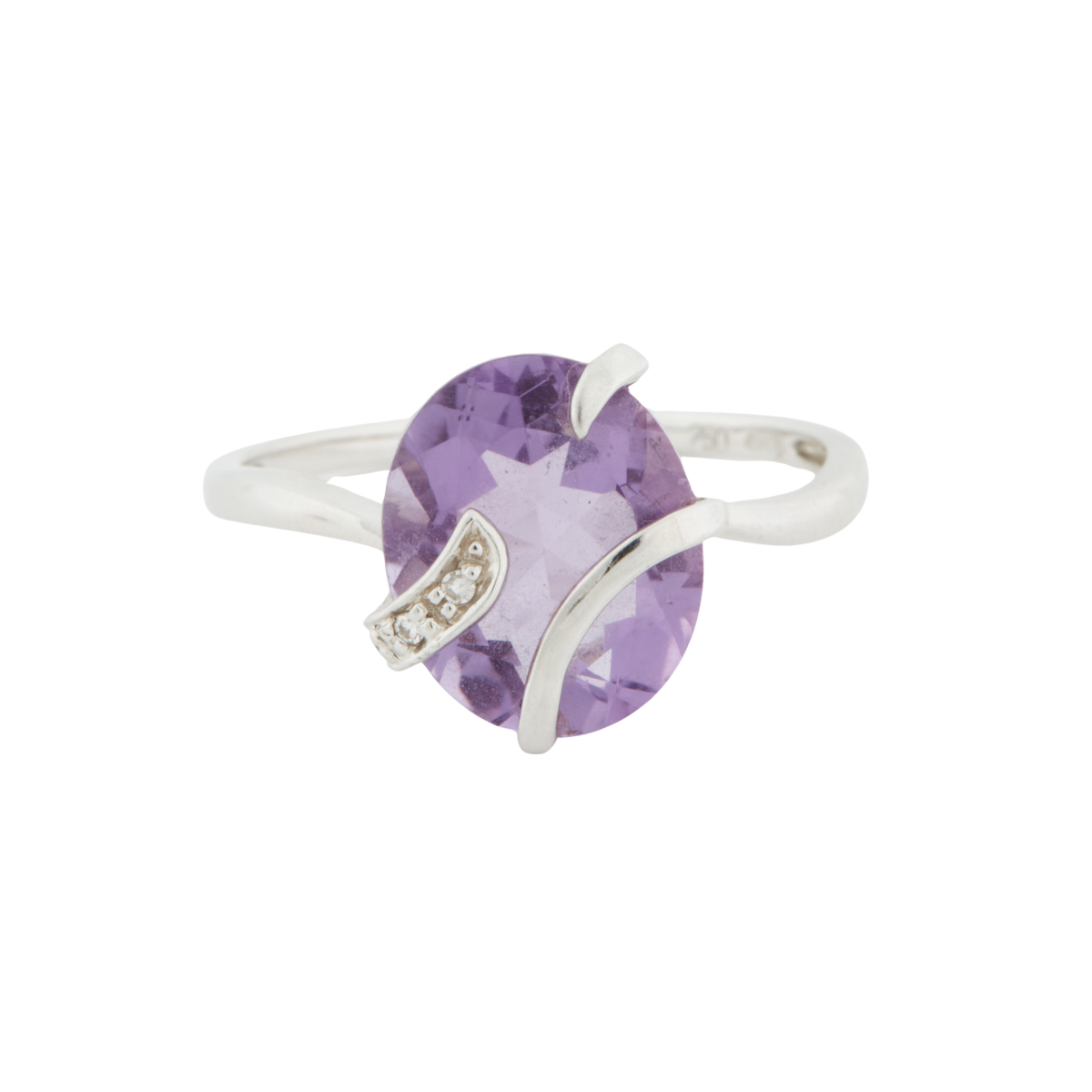 White Gold Ring - Amethyst and Diamonds