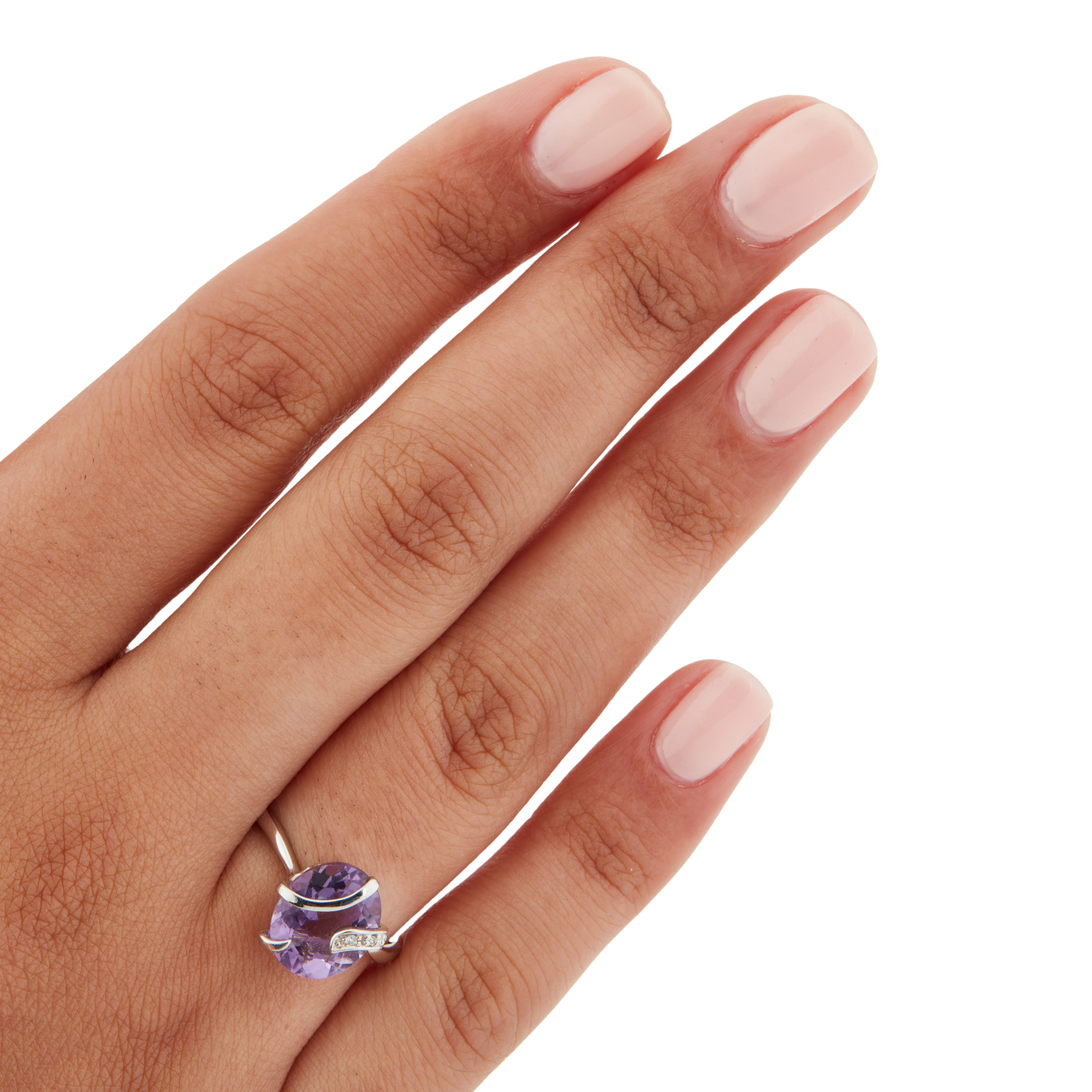 White Gold Ring - Amethyst and Diamonds